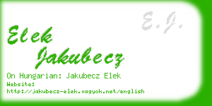 elek jakubecz business card